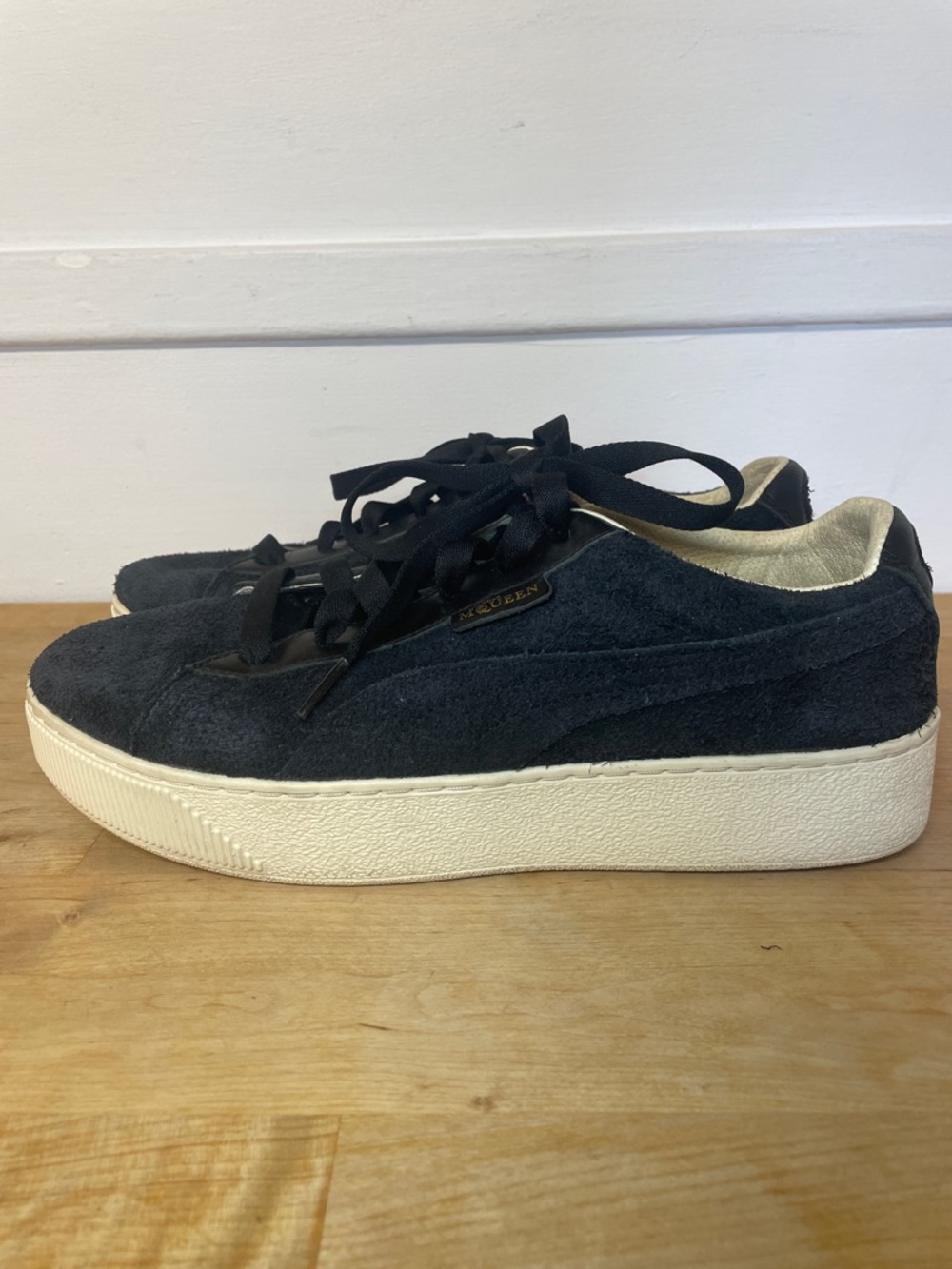 Alexander McQueen X Puma black suede platform lace up sneakers women’s size 9.5